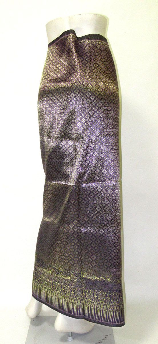 タイ　織り　サロン　紫　エスニック