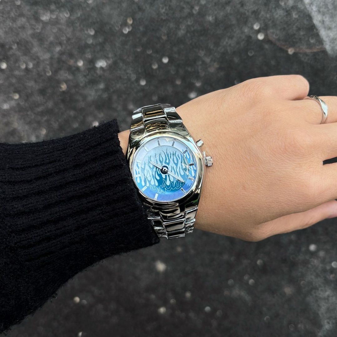 リメイク 時計 y2k customwatch Amazon.co.jp: ケルシウムウォッチ シルバーブルー 腕時計 y2k