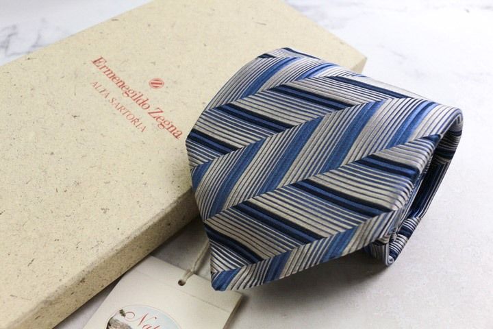 【未使用】Ermenegildo Zegna ゼニア　ネクタイ ゼニア ネクタイ Ermenegildo Zegna \u003c\u003eEZB160 ブラック⁄ホワイト 8cm幅