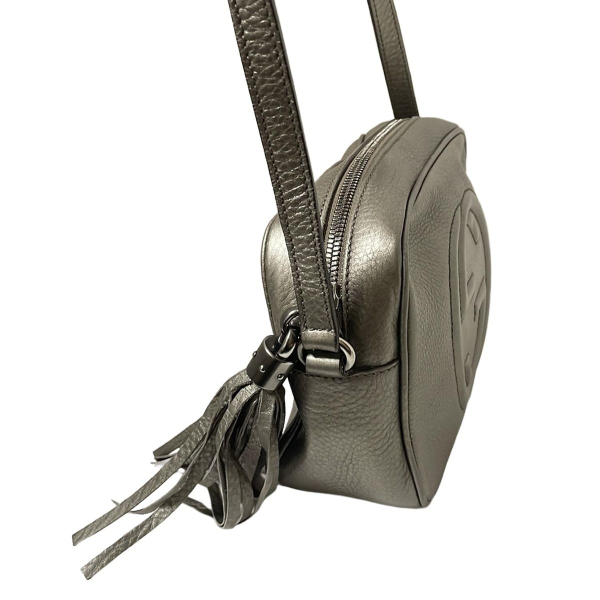 GUCCI グッチ ショルダーバッグ ソーホー 308364 グレー タッセル レザー
