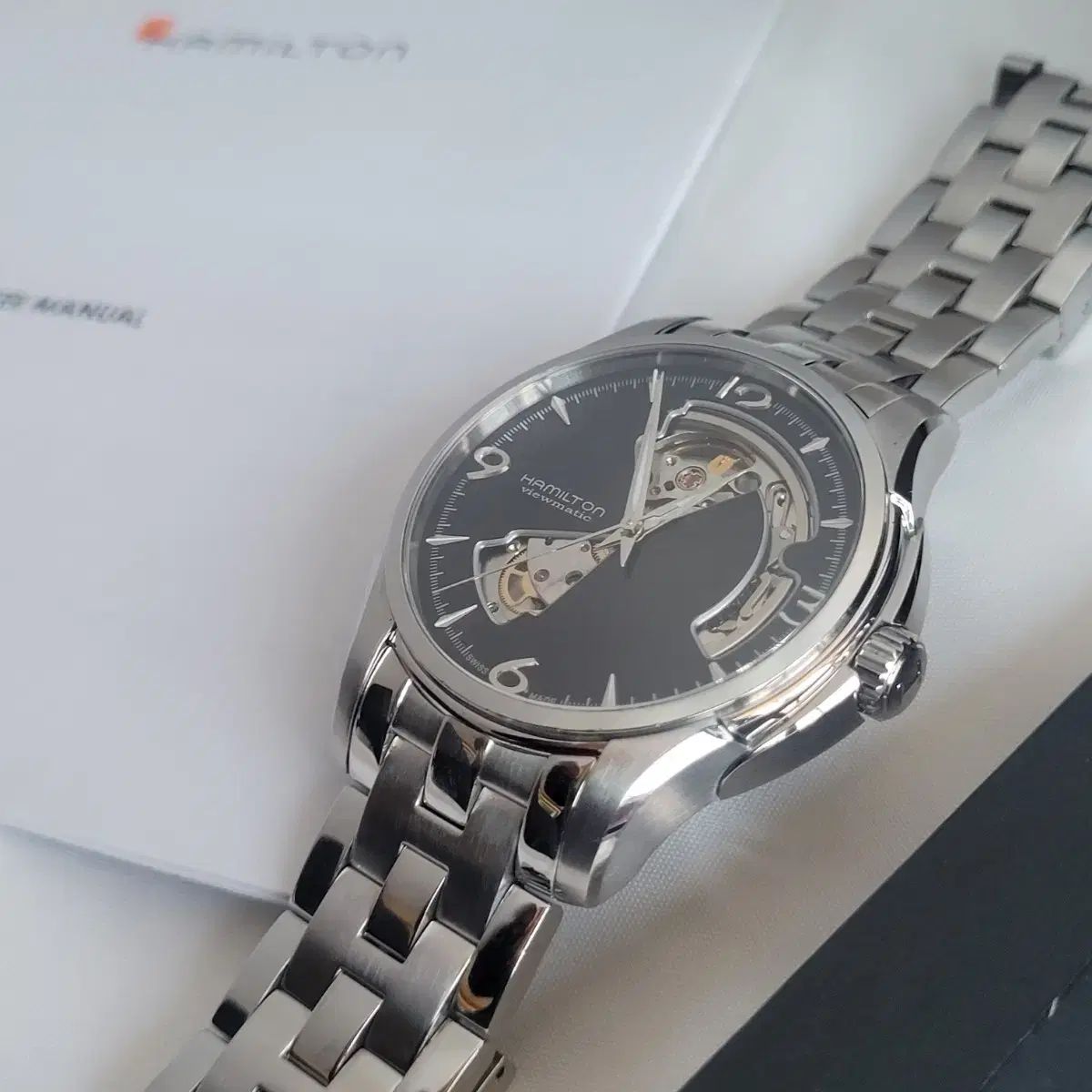 ハミルトンジャズマスターオープンハート腕時計 ブラック文字盤40mm