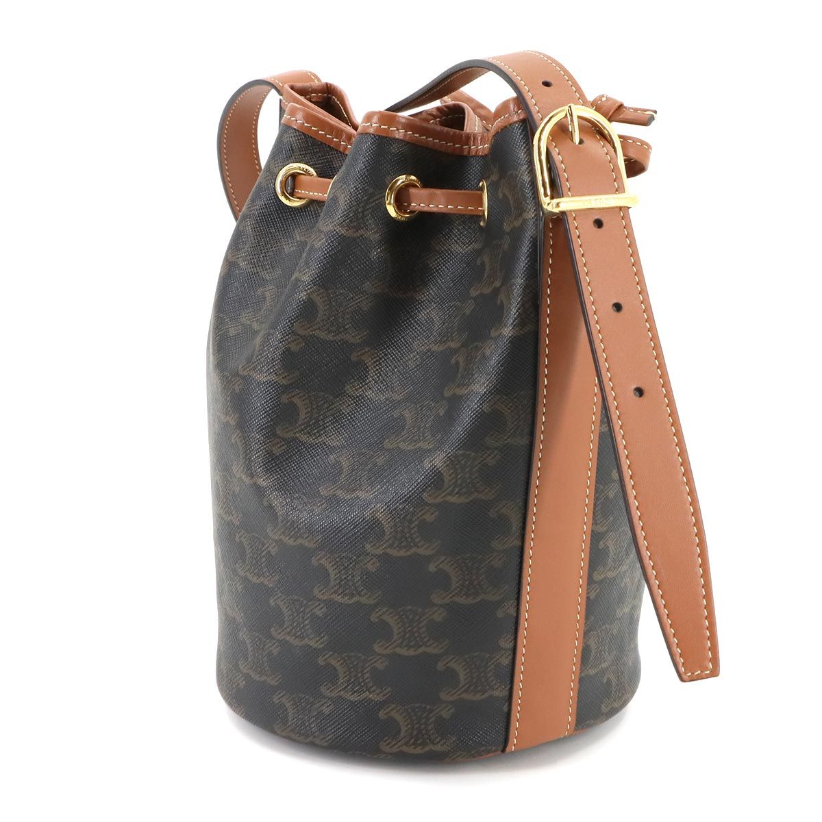 CELINE セリーヌ Triompheドローストリングバケット【新品同様】 CELINE - 新品同様 セリーヌ トリオンフ スモール ドロー