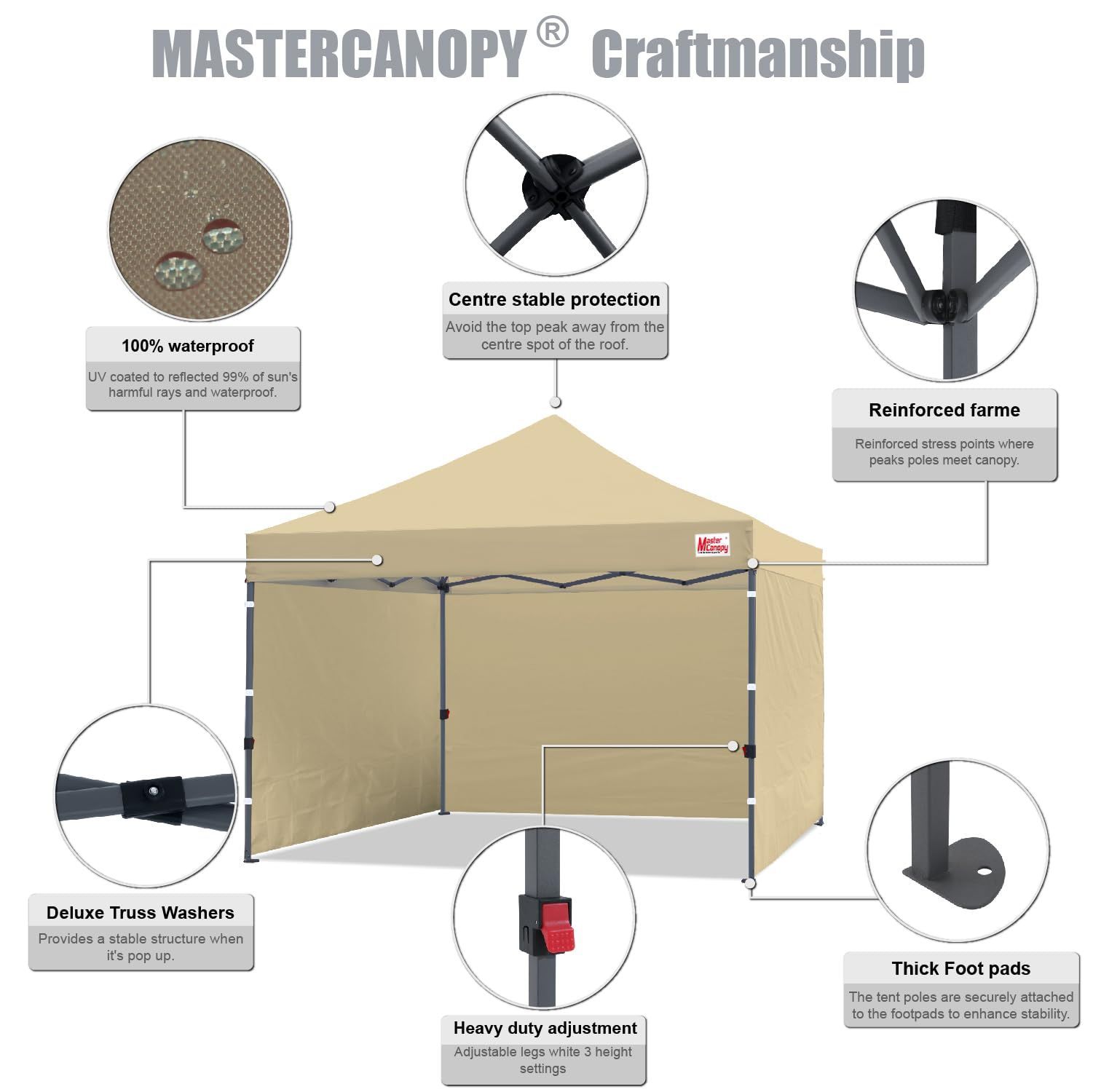 マスターキャノピー ワンタッチタープテント 3M 三段階調節 スチールフレーム Amazon | マスターキャノピー（MASTERCANOPY）タープテント