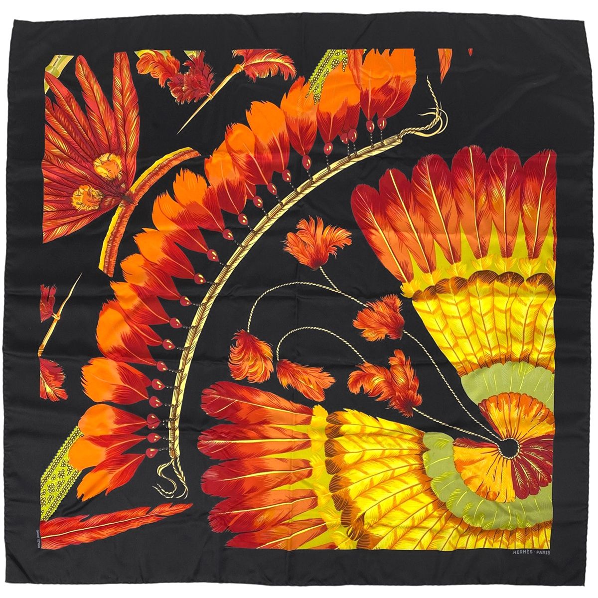 エルメス HERMES カレ 90 BRAZIL detail ブラジル ディテイル スカーフ シルク ブラック マルチカラー レディース