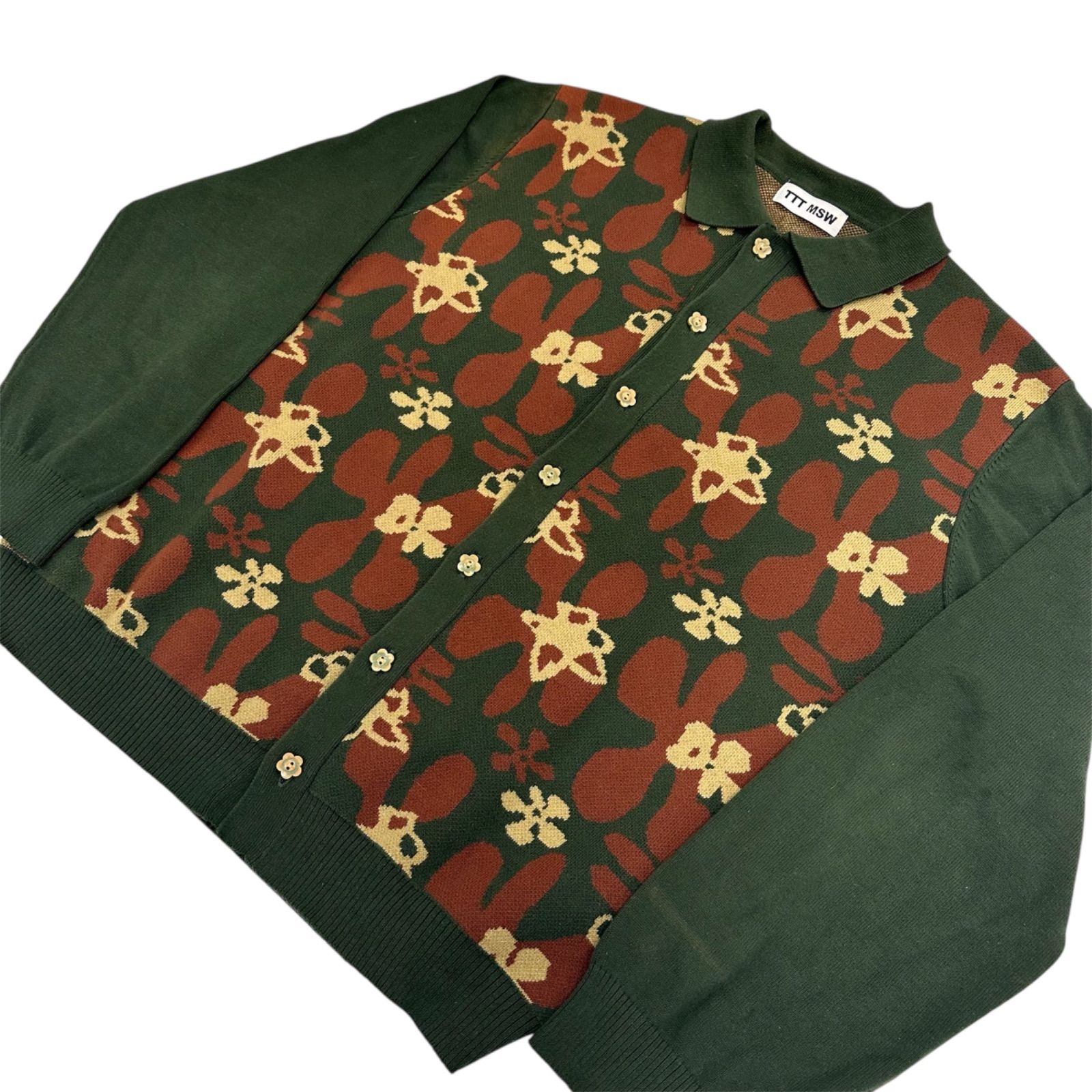 70】TTT MSW Flower camo knit polo ティー モダンストリートウェアー