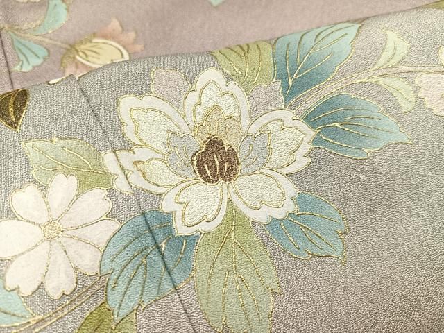 平和屋着物○上質な色無地 作家物 蘭花木染 花唐草地紋