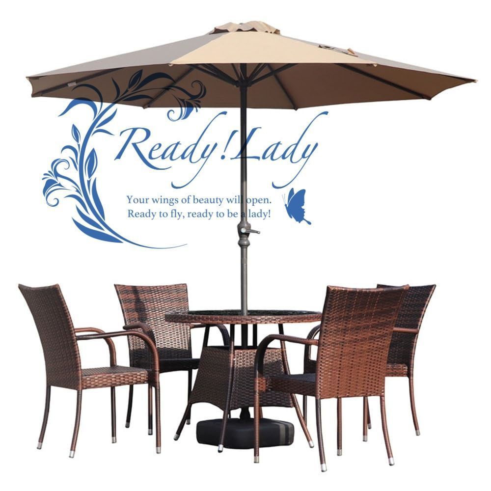 籐ガーデン家具セットとコーヒーテーブルパティオコンサバトリー屋内-屋外 パラソル 日傘を含む ベージュ