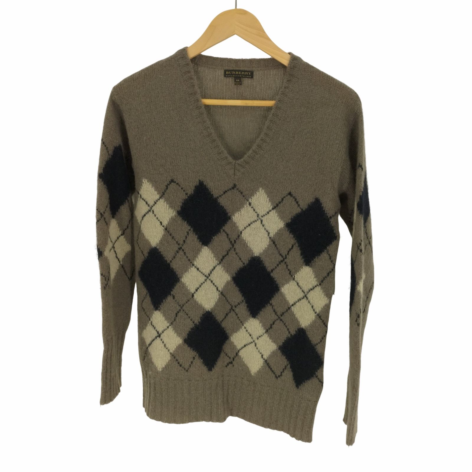 【BURBERRY/バーバリー】【M】アーガイル　ハイネックセーター　モヘヤ BURBERRY】 アーガイル ハイネックセーター ピンク バーバリー