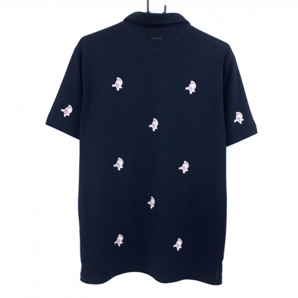 【美品】　St Andrews 半袖ポロシャツ 総柄 ネイビー　Lサイズ 超美品】セントアンドリュース 半袖ポロシャツ ネイビー×白 総柄