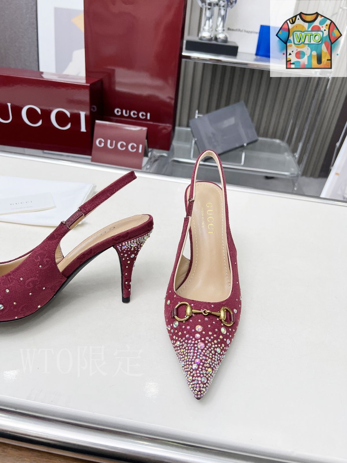 natsu♡ 特別値下げ‼︎ 【美品】GUCCI ヒール　シューズ Gucci 水鑽ハイヒールシューズ05-2 - メルカリ