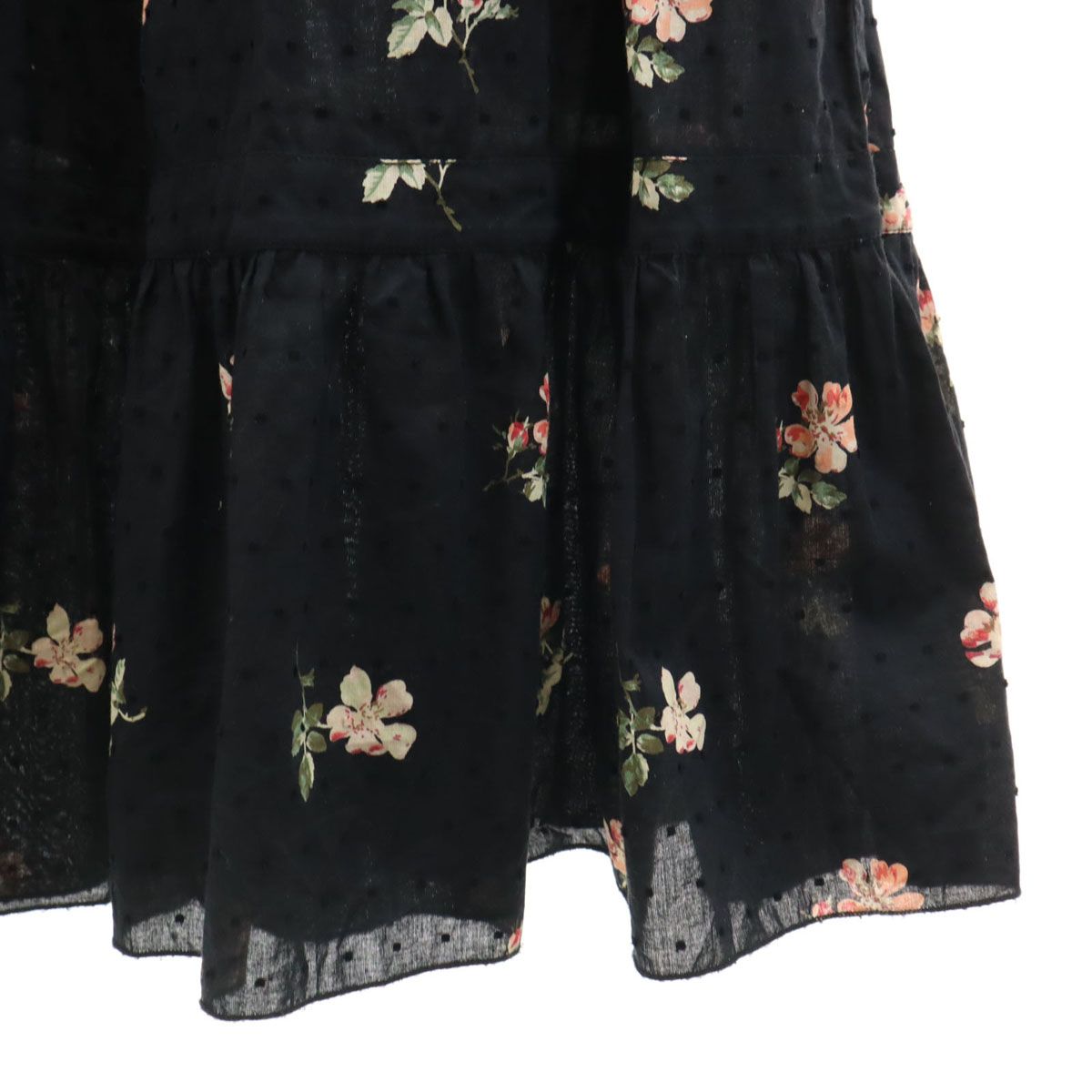 ULLA JOHNSON ウラジョンソン 総柄 フレンチスリーブ ロングワンピース 