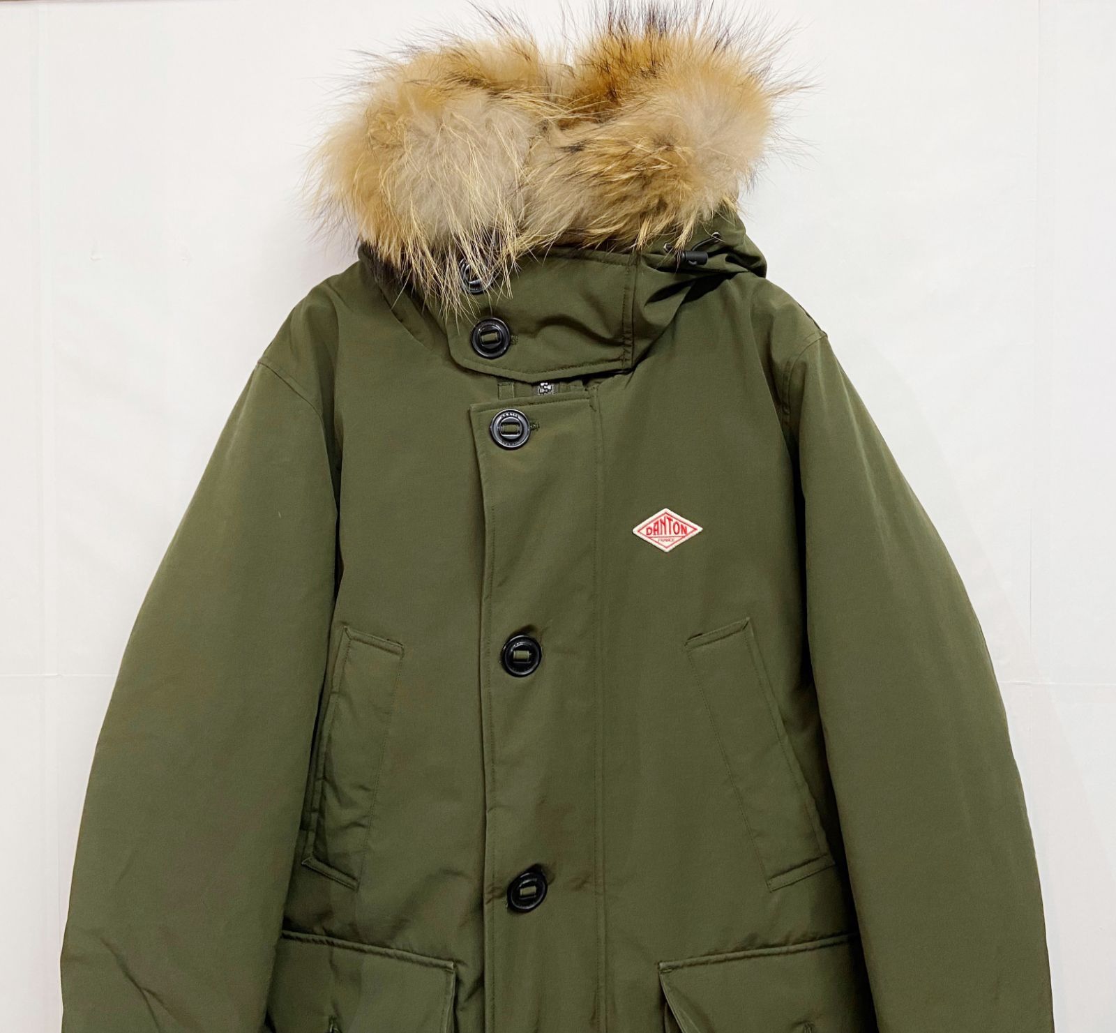DANTON ダントン タッサー ダウンジャケット コート フード カーキ 42 DANTON TUSSAH ダウンジャケット DANTON ダントン Tussah Down Jacket