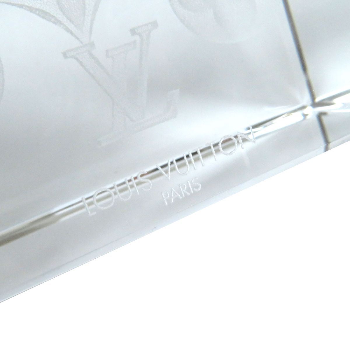 LOUIS VUITTON - LV 3D レザーロゴ クリスタルペーパーウェイト 未使用品△LOUIS VUITTON ルイヴィトン 3Dレーザー LVロゴ
