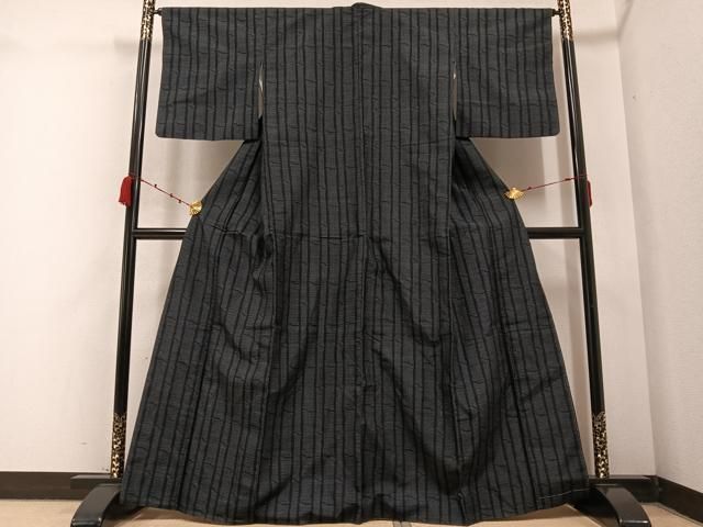 平和屋着物 結城紬 100亀甲 竹縞 正絹 AABB4321ph