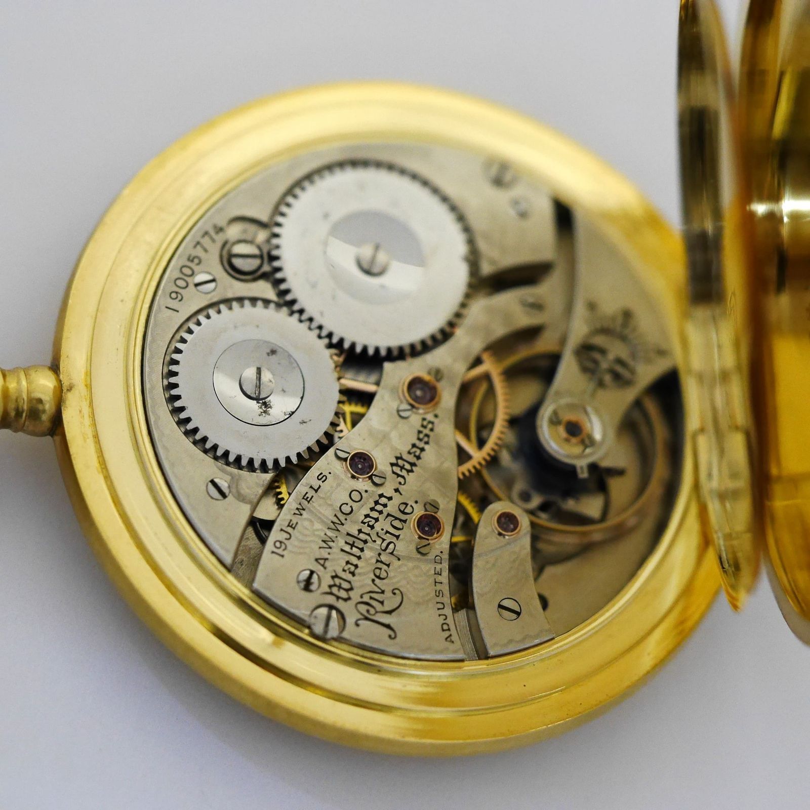 no7【名機リバーサイド】ウォルサム Waltham K18 金無垢 ROY製