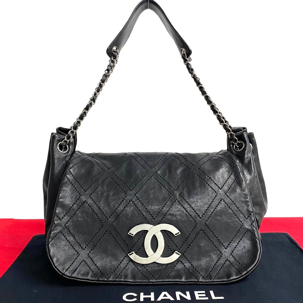 極 美品 シール有 10番台 CHANEL シャネル ダイヤステッチ レザー 本革