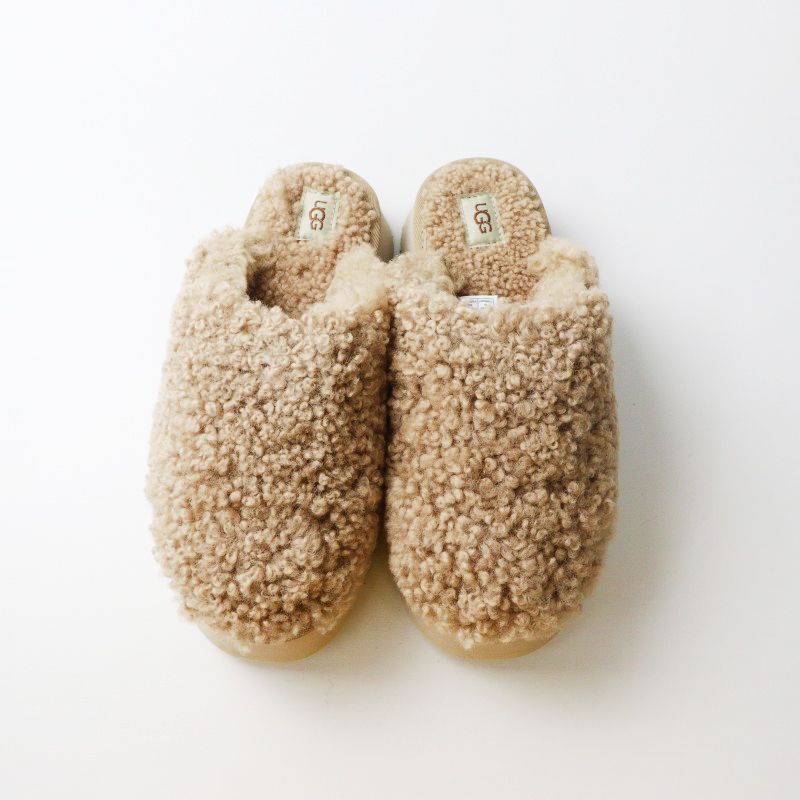 未使用 アグ UGG W Maxi Curly Platform ボア サンダル 25.0cm/サンド