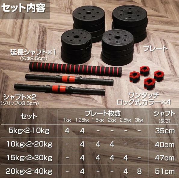 ダンベル 可変式 バーベル 40kg 20kg 2個セット 撮影使用品 TOP FILM ダンベル 可変式 20kg 可変式ダンベル 2個セット 多