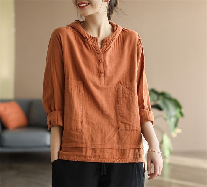 パーカー Tシャツ レディース ブラウス 春 夏 秋 リネン フード