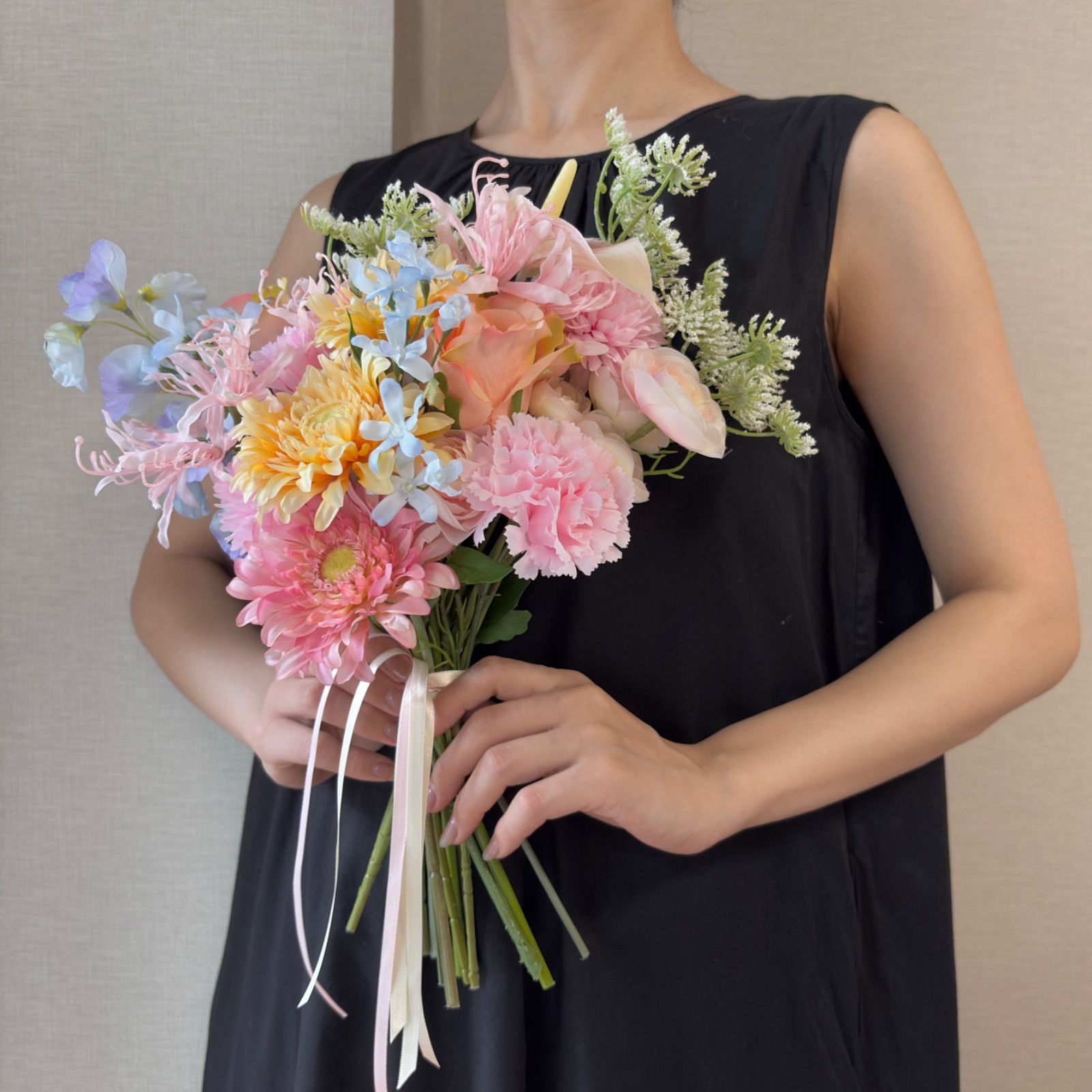 アーティシャルフラワーウェディングブーケ ブートニアセット クラッチ