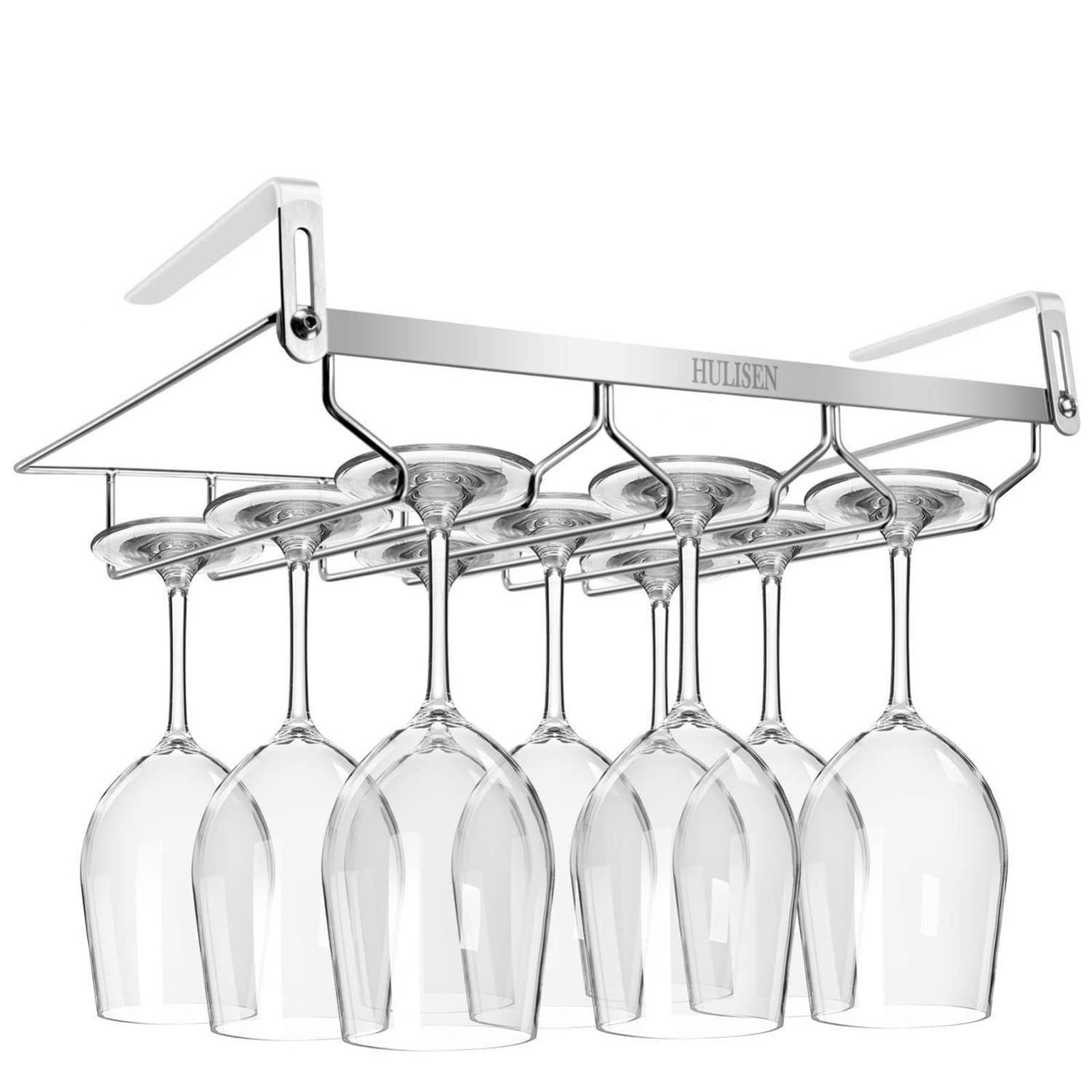 ワイングラスホルダー 高さ調整可能 吊り下げ グラス収納 穴あけ不要 ネジ止め対応 グラススタンド キッチン MDM( 2レーン：ゴールド)