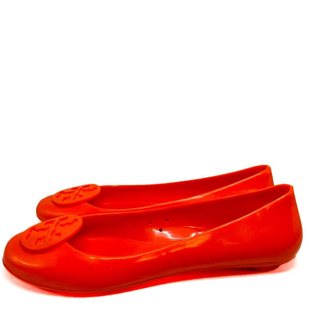 Tory Burch【新品未使用】フラットシューズ 朱色オレンジ／24cm ほぼ未使用・保存箱付】TORY BURCH トリーバーチ フラット