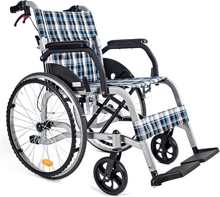 Care-parents 車椅子 自走式 アルミ製 折りたたみ 車イス 介助 自走 兼用 折り畳み CP-30A5NB 格子 98x64x93