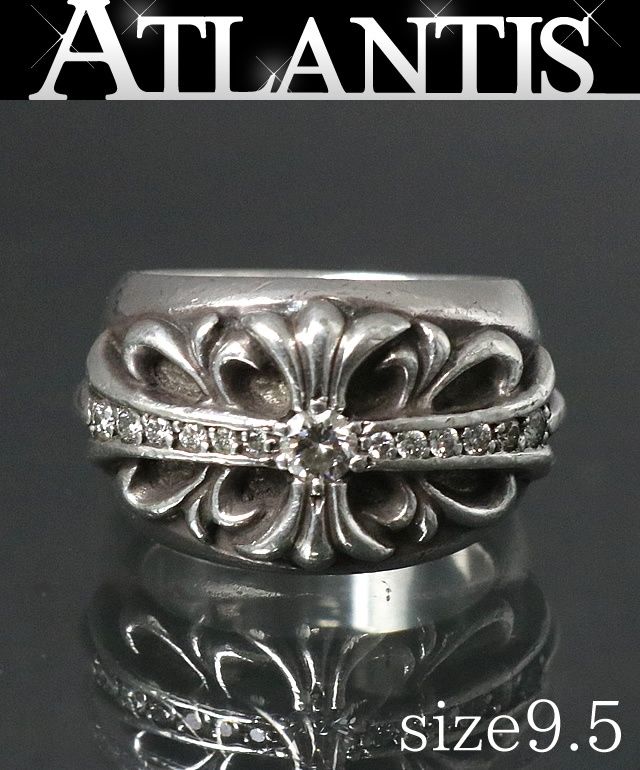 CHROME HEARTS 銀座店 クロムハーツ フローラルクロス リング パヴェダイヤ SV925 シルバー 約9.5号 96084