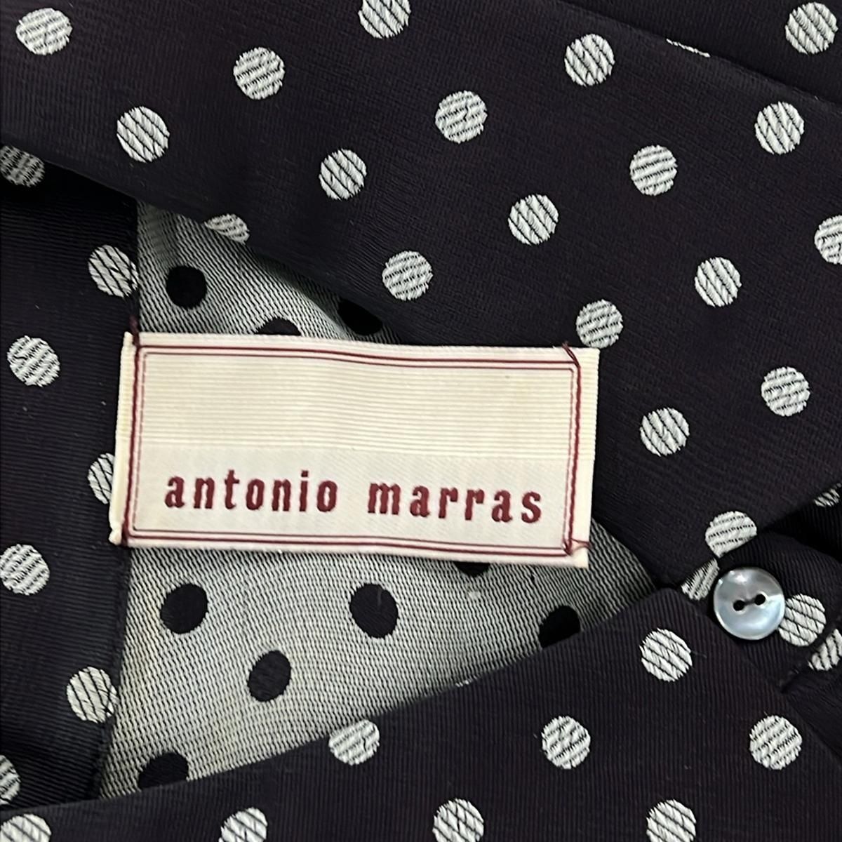 ANTONIO MARRAS(アントニオマラス) 七分袖シャツブラウス サイズ38 M レディース美品 - ダークブラウン×白 ドット柄/フリル -  メルカリ