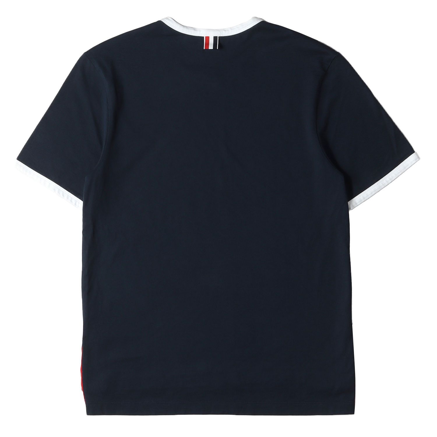 THOM BROWNE ロゴホワイトコットンクルーネック半袖Tシャツ