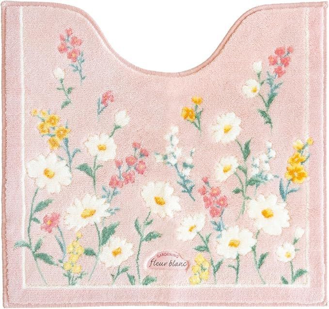 【在庫処分】オカ(OKA) フルールブラン トイレマット レギュラー 約55cm×60cm ピンク (洗える 花柄 フェミニン)