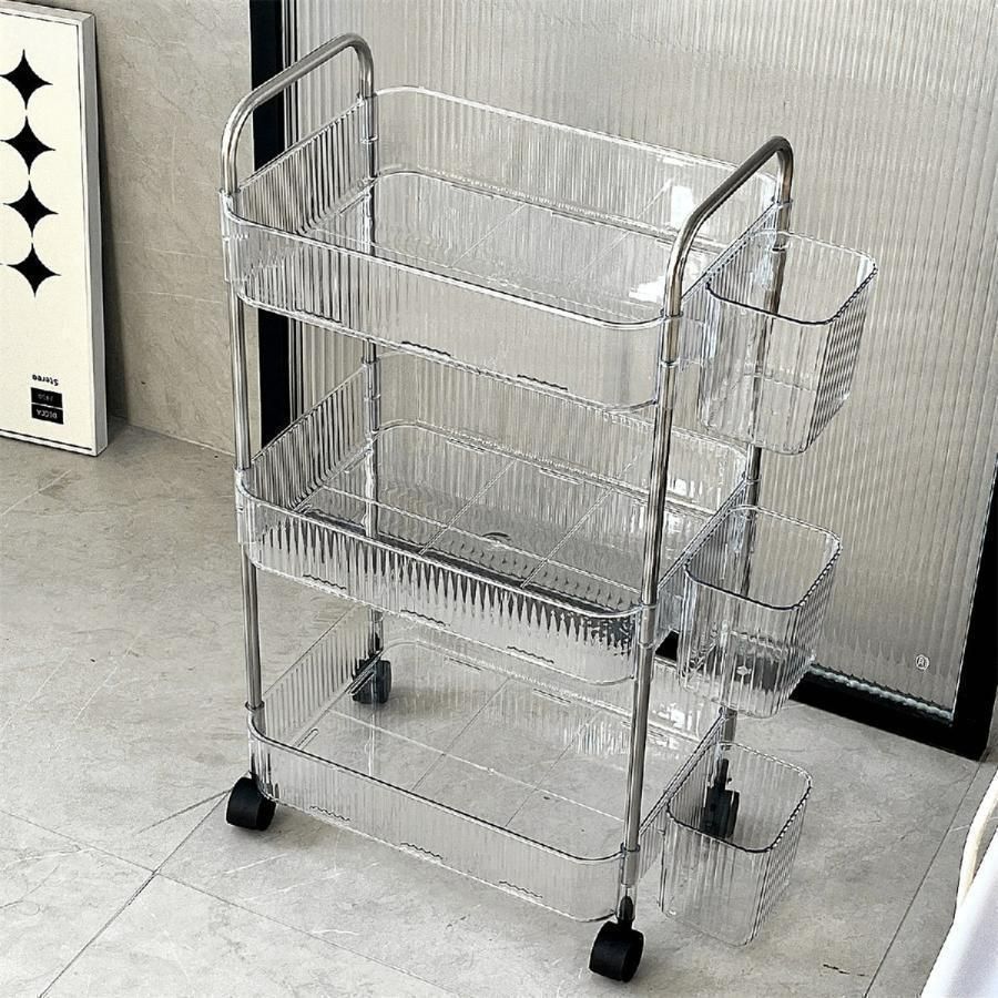 【新品・未使用】　　キッチンワゴン両開き　キャスター付き　キッチン収納 新しい未使用 キッチンワゴン キャスター付き ワゴン ラック