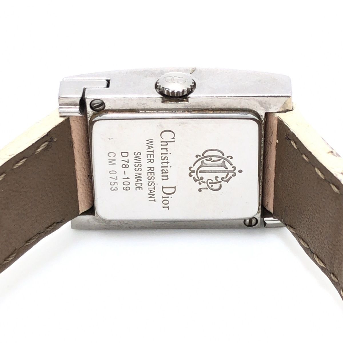 DIOR/ChristianDior(ディオール) 腕時計 マリススクエア D78-109 レディース ステッチ ホワイトシェル