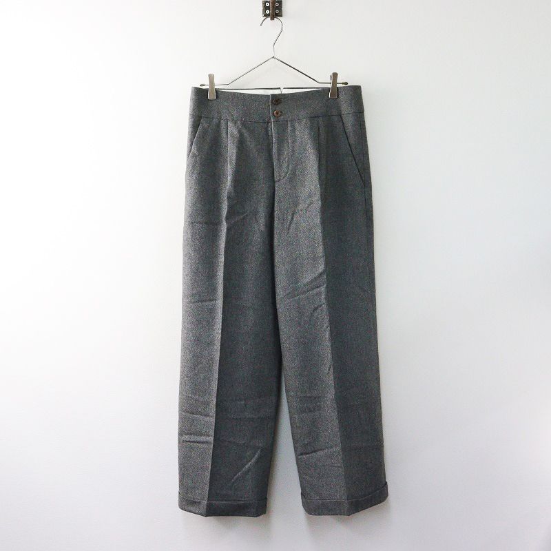 マーガレットハウエル×フォックスブラザーズ　ワイドパンツ　ウール　グレー　Ⅱ マーガレットハウエル×フォックスブラザーズ ワイドパンツ