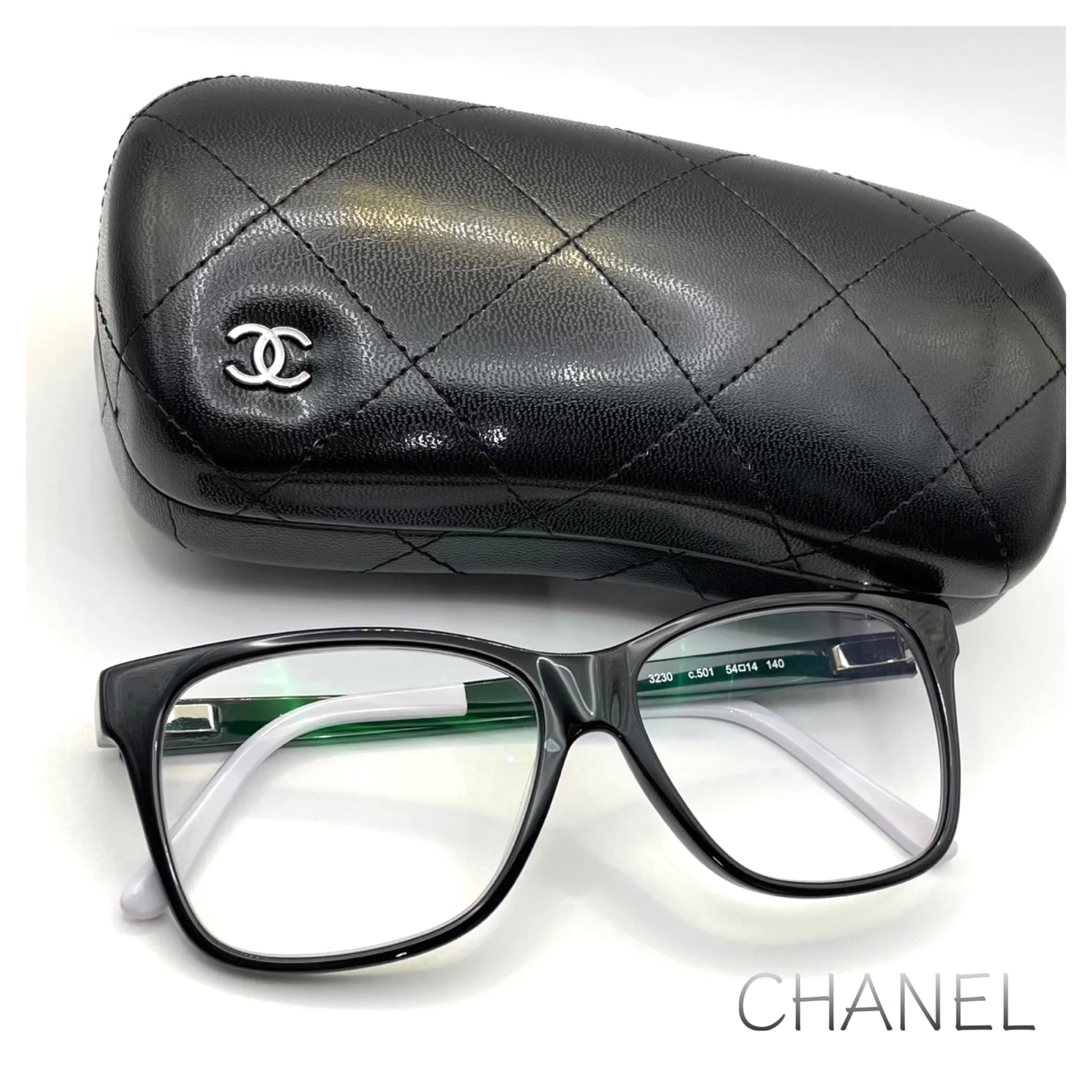 CHANEL シャネル メガネフレーム 3230 黒×クリーム www.krzysztofbialy.com