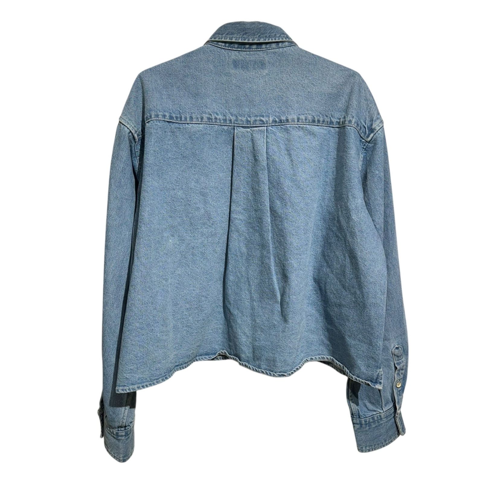 スローブイエナ LE DENIMクロップドシャツ サックスブルーB