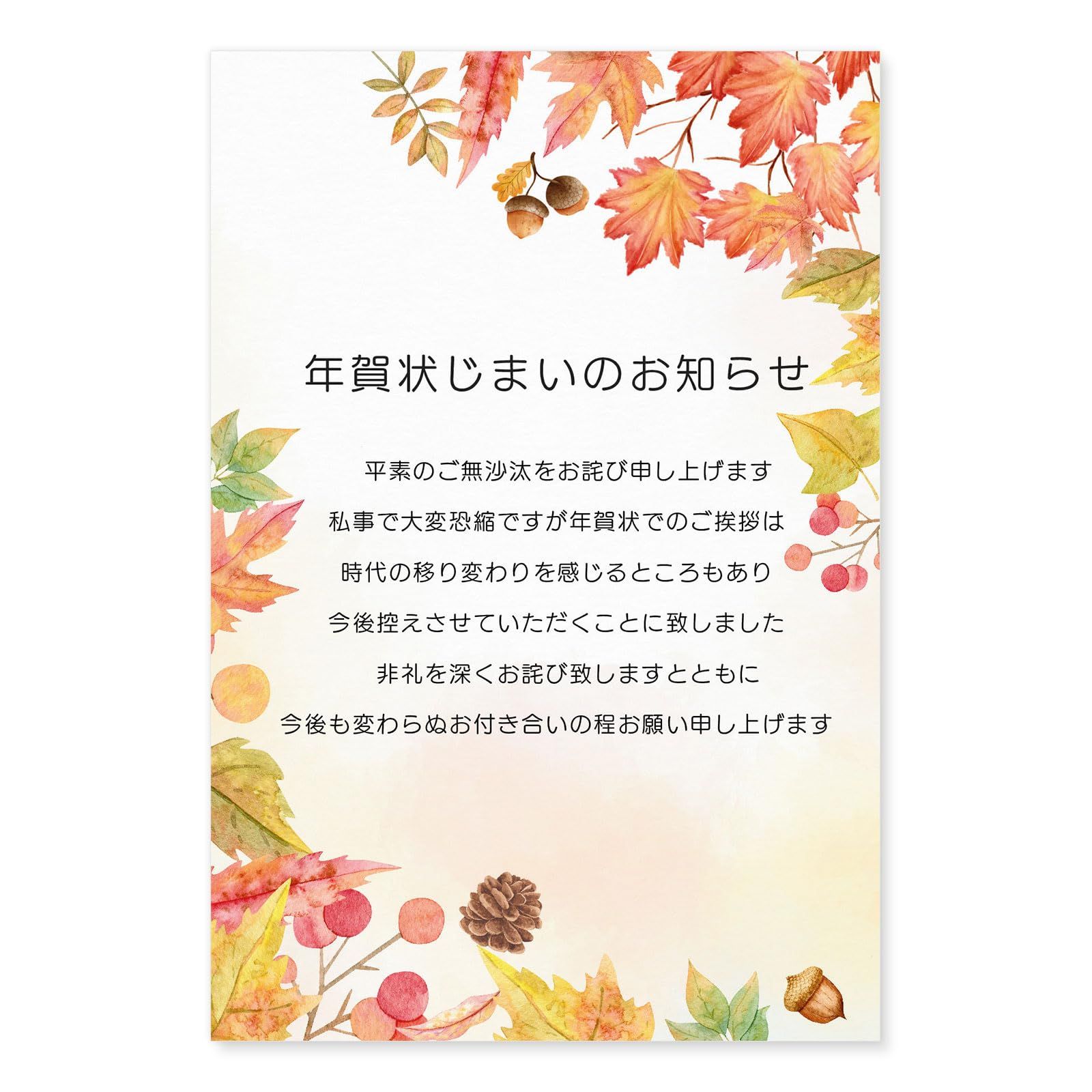年賀状じまい　私製　印刷済み　ハガキ　葉書　20枚 年賀状じまい はがき 葉書 ハガキ 私製ハガキ ポストカード 11枚