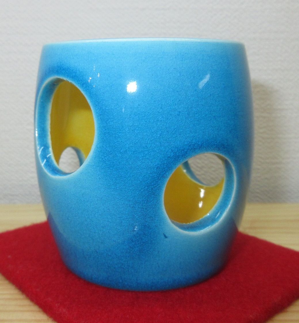 逢絢亭 茶道具 蓋置 京焼 浅黄交趾 水玉透し 永楽即全 共箱入り WWW_IBETON_RU