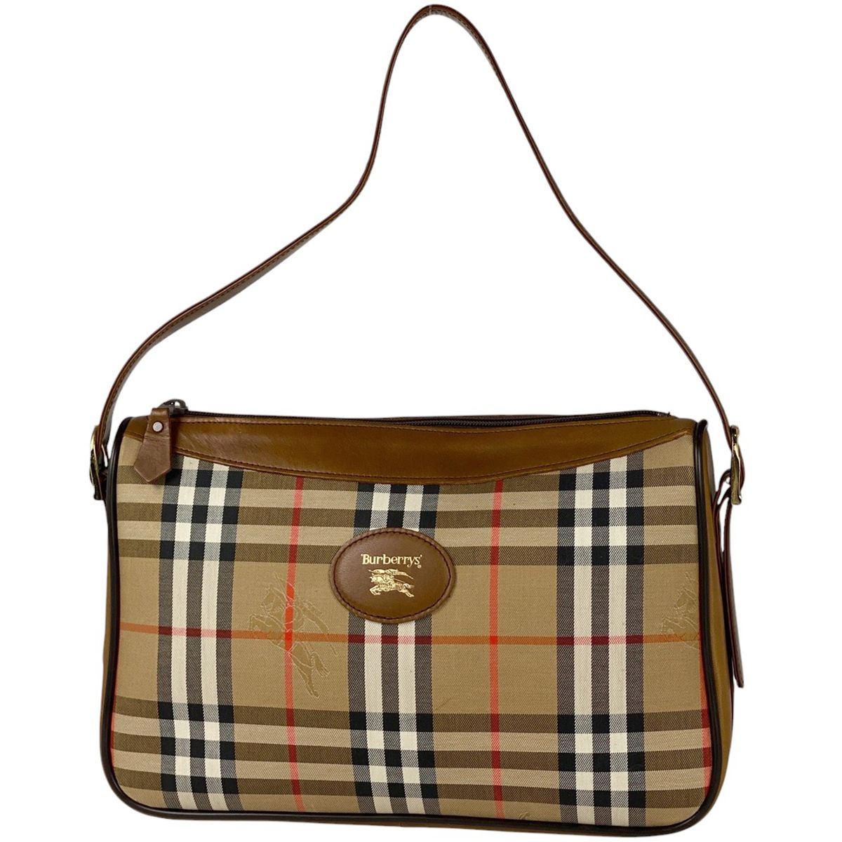 バーバリー BURBERRY チェック柄 ショルダーバッグ ワンショルダー レザー ブラウン レディース