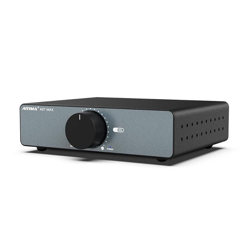 AIYIMA A07 MAX HIFI パワーアンプ 2チャンネルホームオーディオ TPA3255 クラスD 300W x2 アンプ ブリッジド モノアンプ 600W 3.5mmライン出力 統合デスクトップ デジタルアンプ 家庭用オーディオ パッシブ本棚スピー