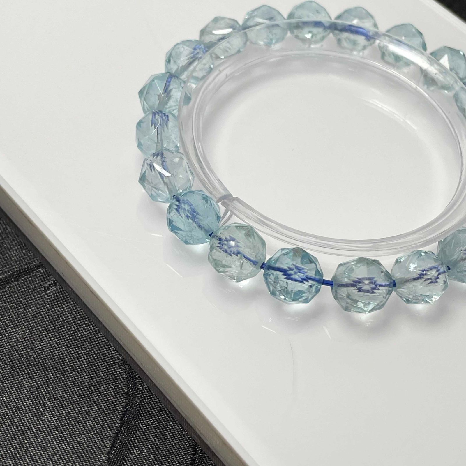 綺麗 EU製 ブルートパーズスターカット ブレスレット パワーストーン 