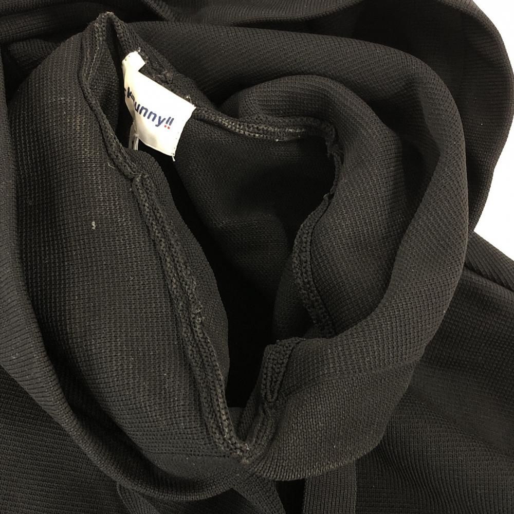 ジャックバニー ニットパーカー 黒×白 袖ロゴ 裾ドローコード セーター