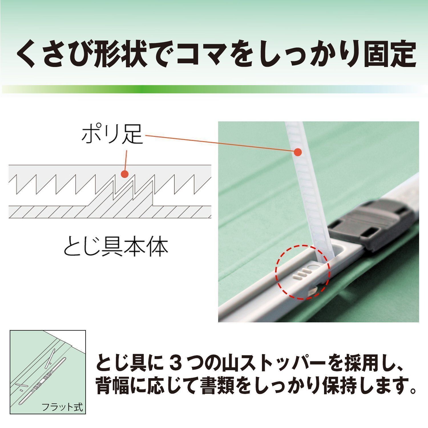 プラス フラットファイル 樹脂製とじ具 B6 横 グリーン 10冊 NO.052N