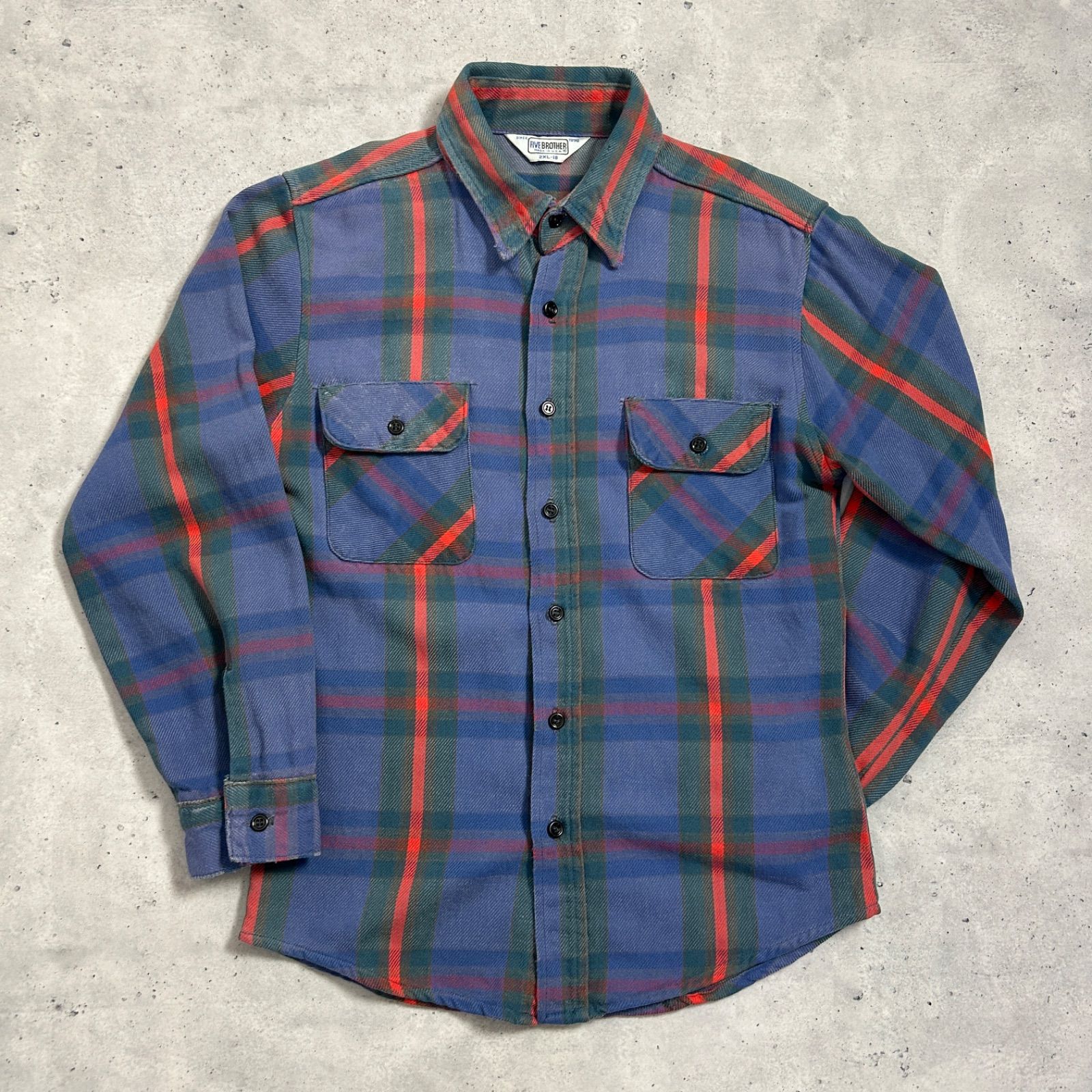 アウトレット価格 80s USA製 FIVE BROTHER ヘビーネルシャツ レア