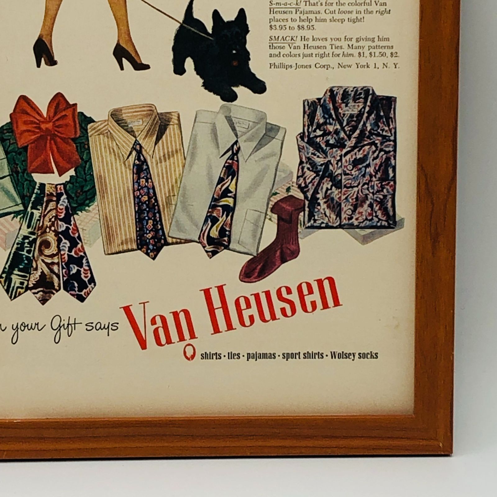 ビンテージ 広告　ポスター フレーム付　　『 ヴァンヒューゼン (Van Heusen) 』　1940's　※当時物　オリジナル アメリカ 輸入雑貨　 ヴィンテージ　アドバタイジング レトロ　昭和 ( AZ1612 )