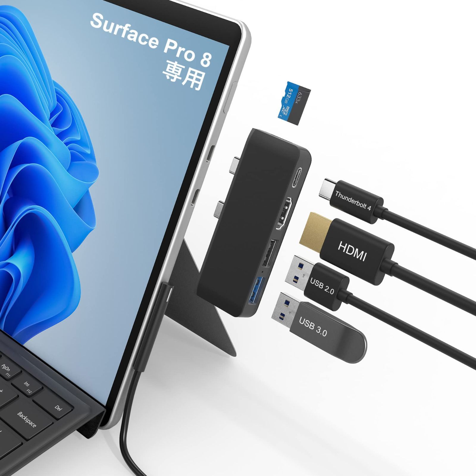 Surface Pro 8 USB 4K HDMI USB C Thunerbolt 4 PD USB3.0 USB2.0 TF Micro SD S