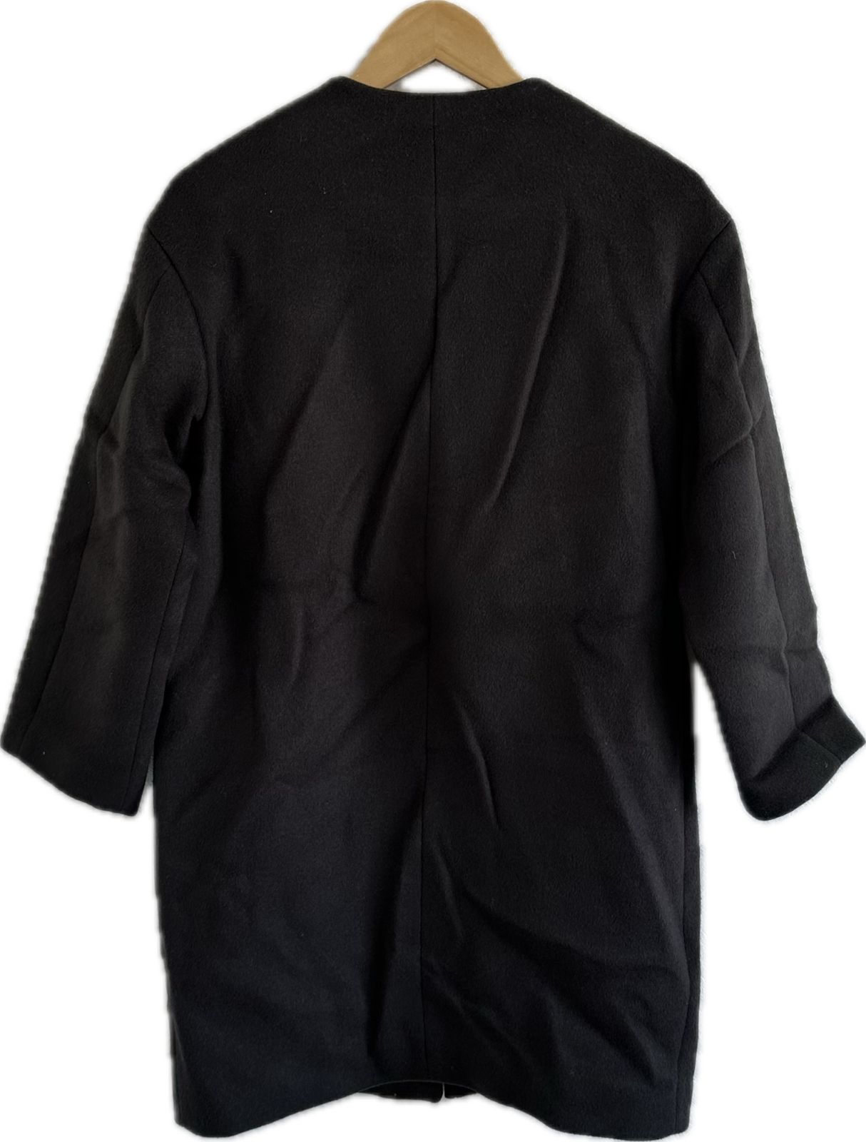 Z1454【美品】IENAイエナ ノーカラーロングコートアウター グレー