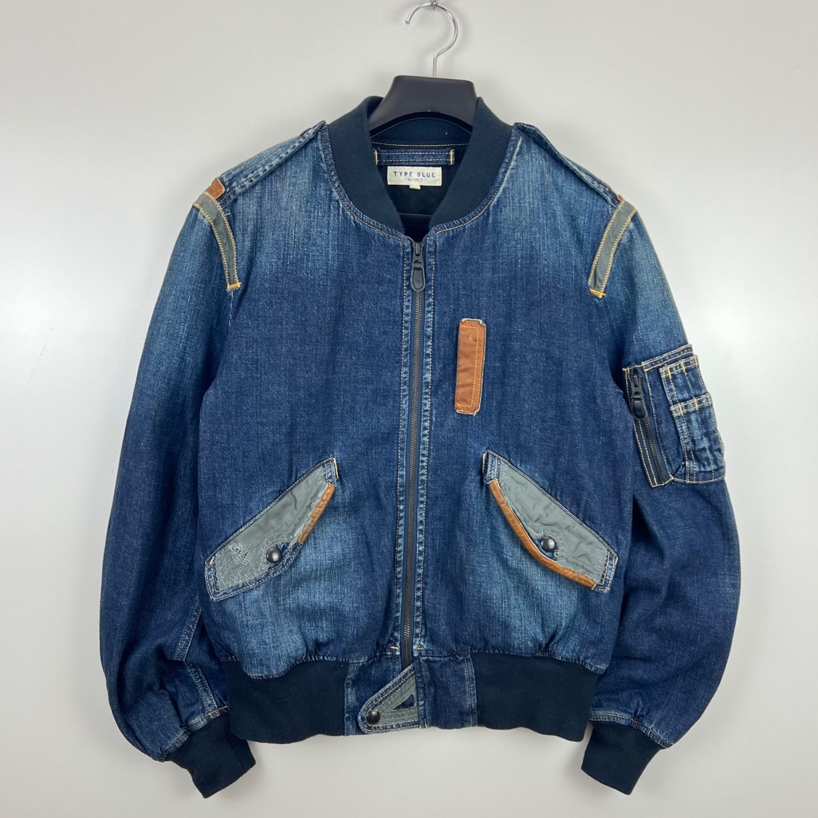 AVIREX TYPE BLUE L-2 BORO flight denim jacket L 6132107 アヴィレックス 襤褸 デニムフライトジャケット 当て布 ダメージ加工 アメカジ