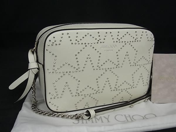 JIMMY CHOO ジミーチュウ グラフィックスター レザー ショルダーバッグ クロスボディ 斜め掛け ホワイト系 FI9146