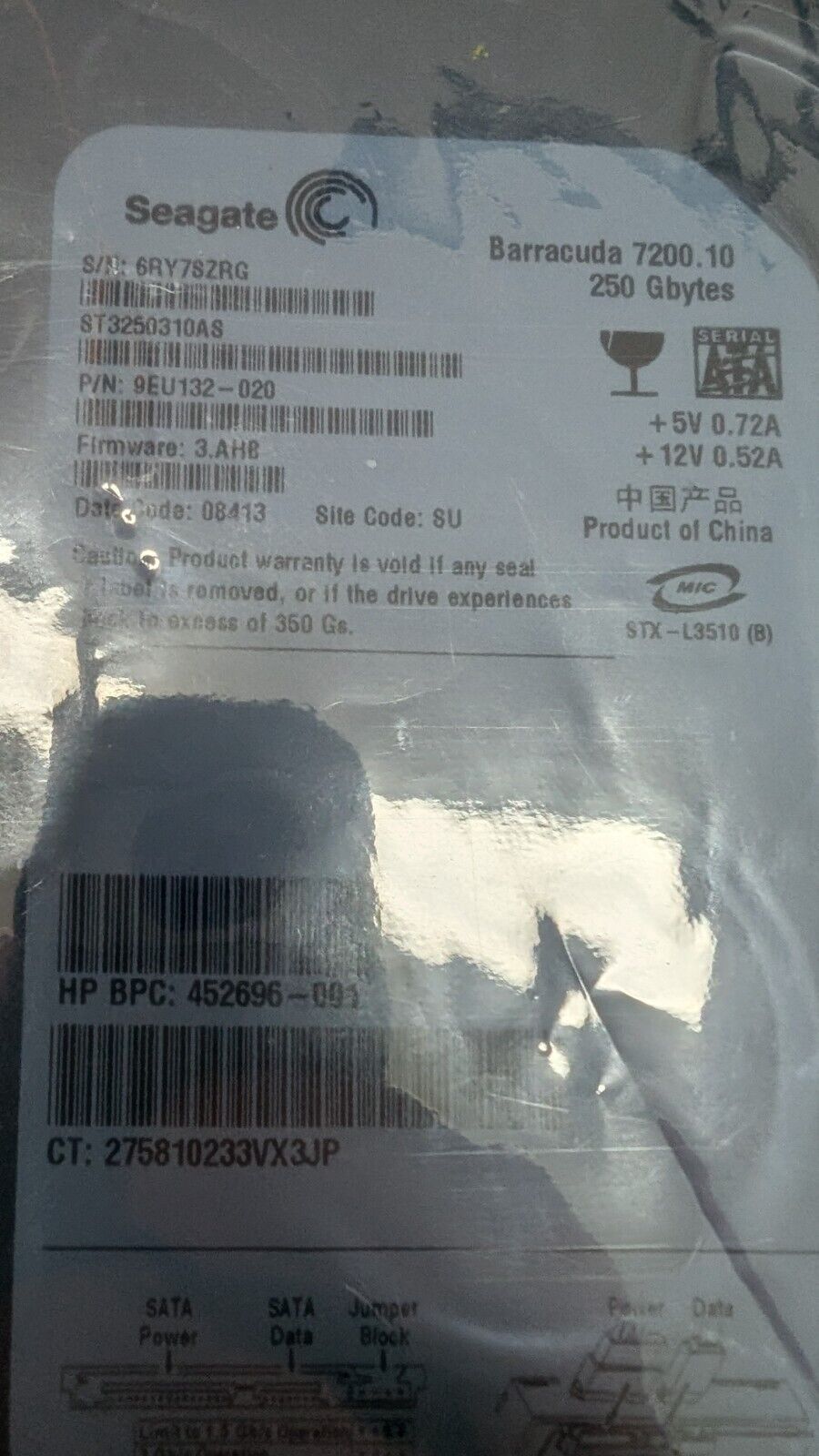 Seagate Barracuda 7200.10 250GB Internal SATA Hard Drive ST3250310AS